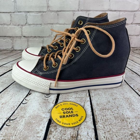 Converse - Women’s 6 Chuck Taylor All Star Lux Hi High Hidden Heel Wedge, gray. - Picture 3 of 9